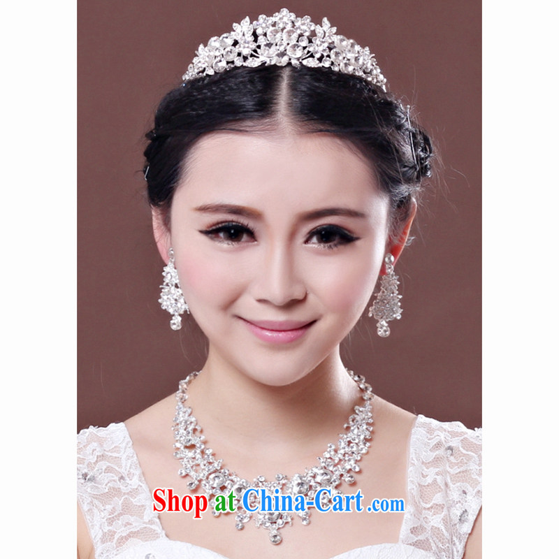 Time his bride's head-dress 3 Piece Set Korean-style necklace earrings Crown hair accessories kit wedding accessories wedding jewelry gift set 3 piece set, the time, and shopping on the Internet