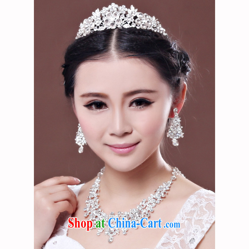 Time his bride's head-dress 3 Piece Set Korean-style necklace earrings Crown hair accessories kit wedding accessories wedding jewelry gift set 3 piece set, the time, and shopping on the Internet
