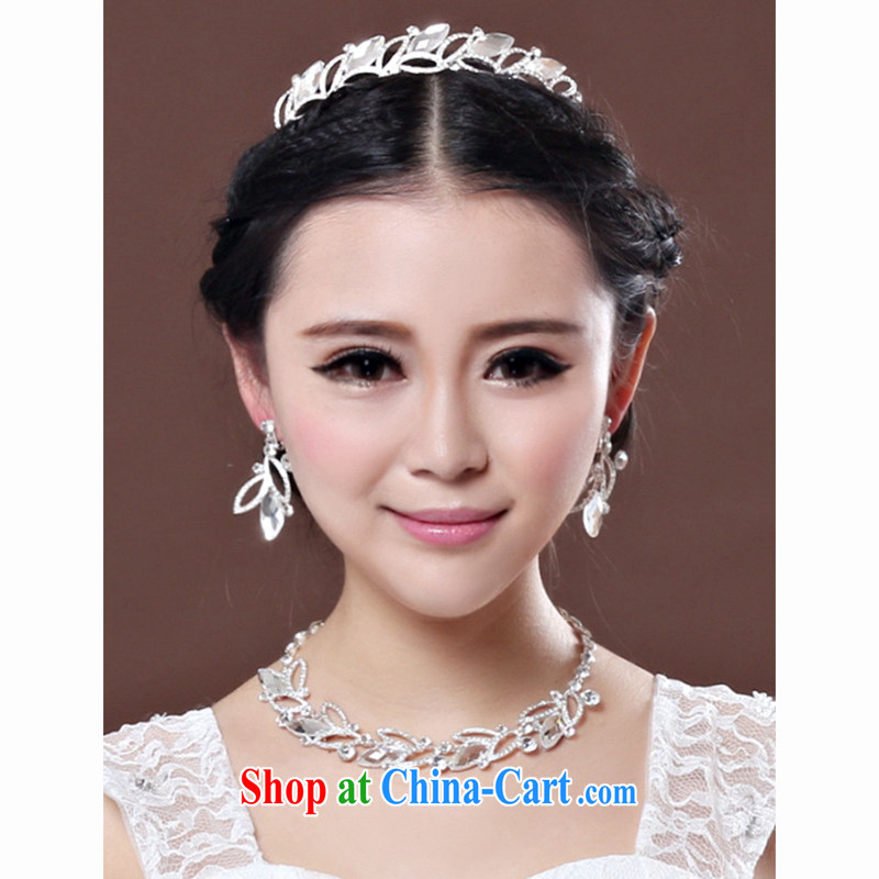 Time his bride's olive leaf with ornaments and ornaments of jewelry Crown necklace earrings 3-piece kit and jewelry hair accessories wedding wedding banquet furnishings jewelry gift box 3 piece set, the time, and shopping on the Internet