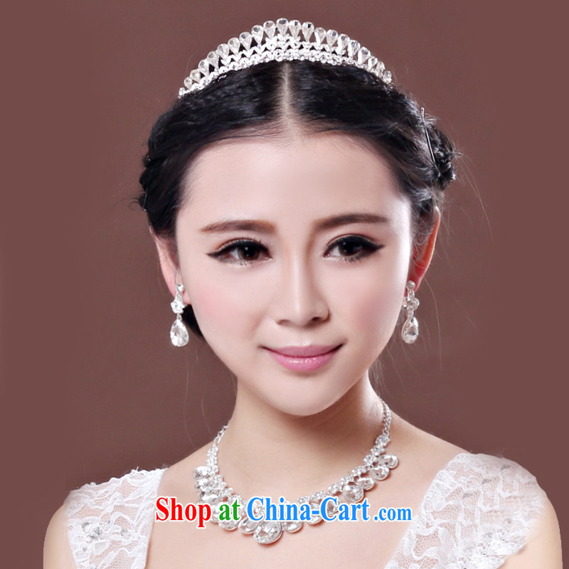 Time Syria luxury Crown necklace earrings 3-piece water drill accessories kit bridal wedding dresses accessories jewelry ornaments for hair accessories wedding dresses wedding photo building supplies necklace earrings, time, and shopping on the Internet