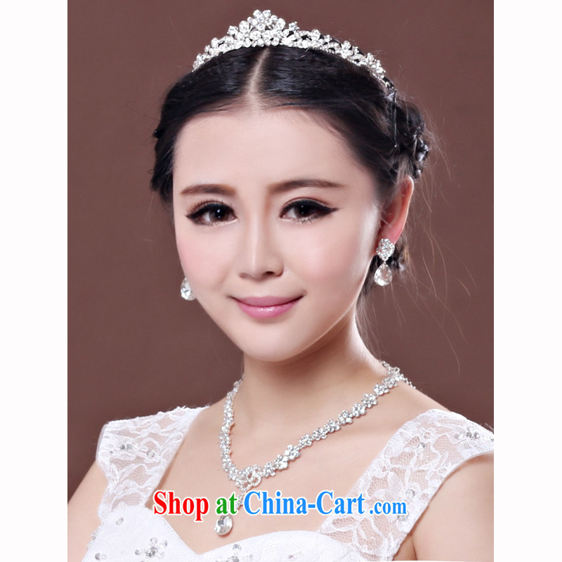 Time his bride's wedding jewelry Crown necklace earrings 3-piece kit jewelry wedding accessories wedding supplies necklace earrings, time, and shopping on the Internet