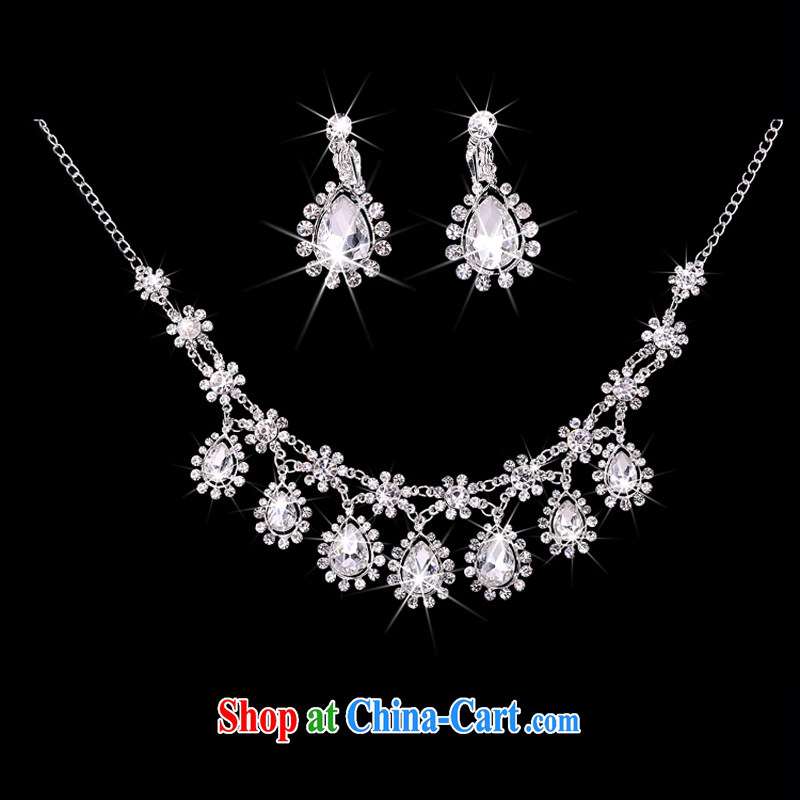 Time his new Korean brides and ornaments of jewelry Crown necklace earrings 3-piece kit jewelry hair accessories wedding wedding accessories jewelry crown, time, and shopping on the Internet