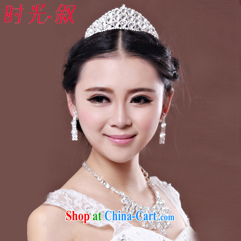 Time his new bride's great drill for Jewelry ornaments Crown necklace earrings 3-piece kit jewelry hair accessories wedding wedding accessories jewelry 3 piece set