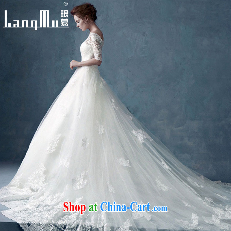In Luang Prabang in 2015 OF NEW FIELD shoulder collar long-sleeved with wedding dresses long-tail lace beauty graphics thin the tail with M paragraph