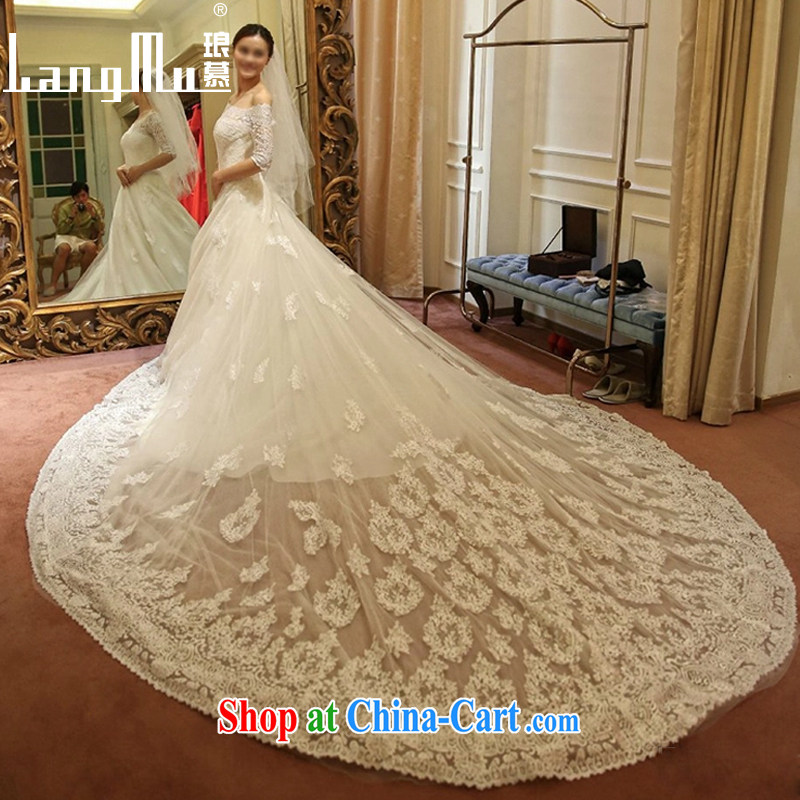 In Luang Prabang in 2015 OF NEW FIELD shoulder collar long-sleeved with wedding dresses long-tail lace beauty graphics thin large-tail with M paragraph, Luang Prabang, and shopping on the Internet