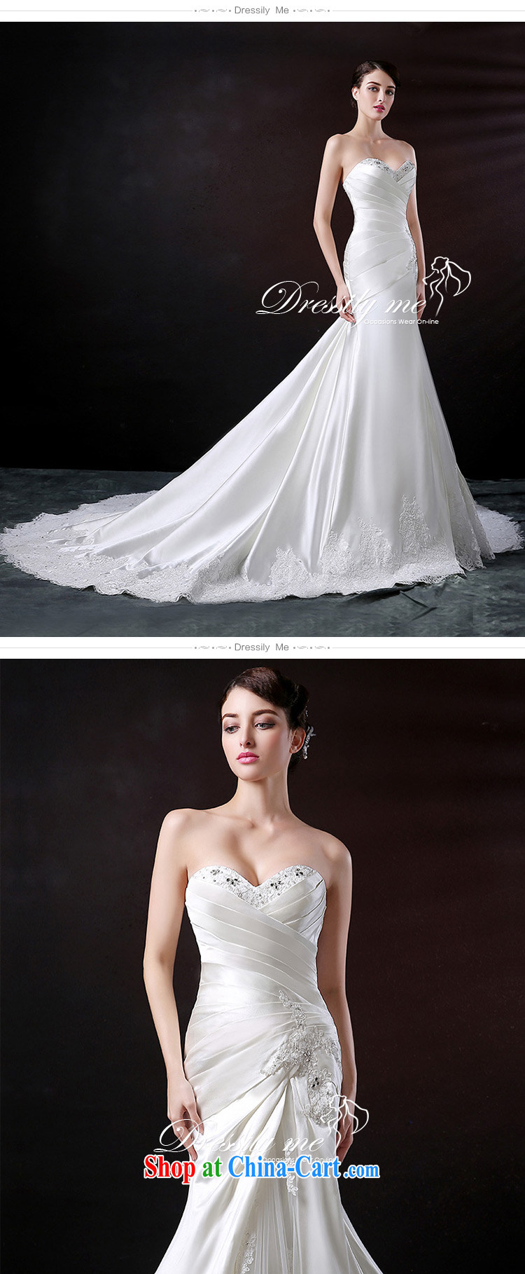 DressilyMe custom wedding - 2015 new erase chest crowsfoot bridal wedding dress Satin lace inserts drill long-tail wedding dress ivory tailored - Provide 25-day shipment pictures, price, brand platters! Elections are good character, the national distribution, so why buy now enjoy more preferential! Health