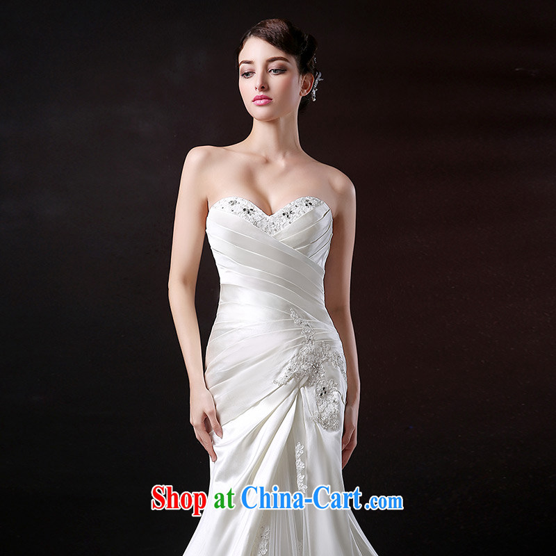 DressilyMe custom wedding - 2015 new erase chest crowsfoot bridal wedding dress Satin lace inserts drill long-tail wedding dress ivory tailored - Provide 25 day shipping, DRESSILY ME OCCASIONS WEAR ON - LINE, shopping on the Internet