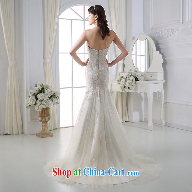 DressilyMe custom wedding dresses - 2015 spring new erase chest lace crowsfoot wedding light champagne parquet drill 100 hem skirt bridal gown white - out of stock 25 day shipping XL, DRESSILY ME OCCASIONS WEAR ON - LINE, shopping on the Internet