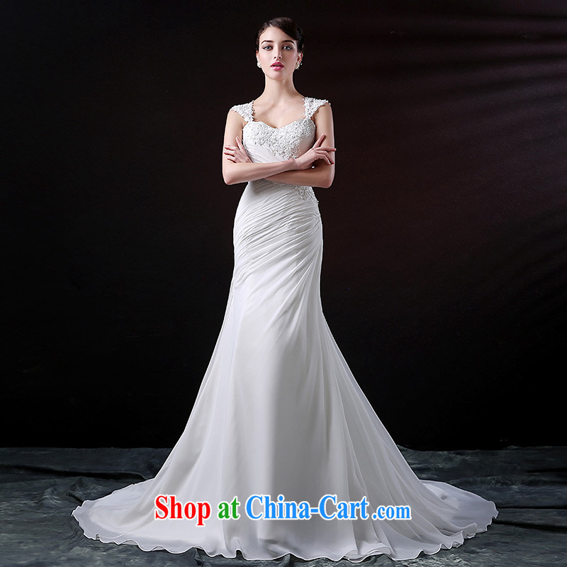 DressilyMe custom wedding dresses - 2015 new lace softness snow woven crowsfoot wedding lace cuff inserts drill the hem back exposed bridal gown White - in stock 25-Day Shipment XL