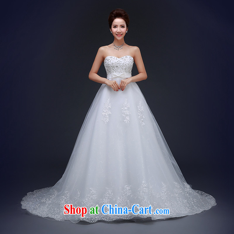 The Vanessa-tail wedding dresses new erase chest marriages female Korean-style, high-waist graphics thin pregnant women wearing long-tail wedding ivory XL _3 - 5 Day Shipping_