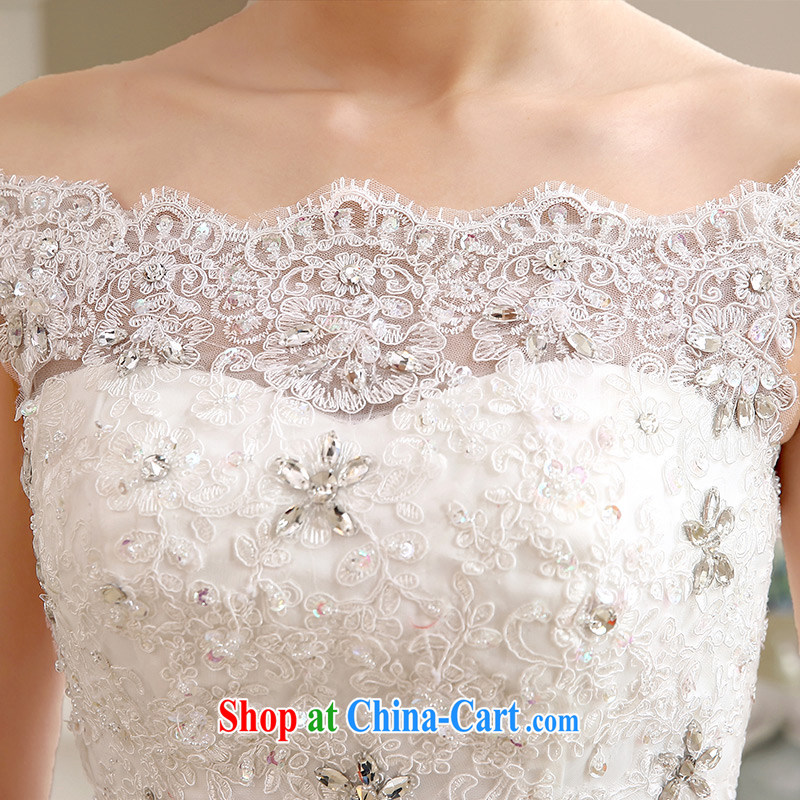 7 color 7 tone Korean wedding dresses 2015 new long-tail lace field shoulder larger graphics thin custom H 062 white with M section, 7 color 7 tone, shopping on the Internet
