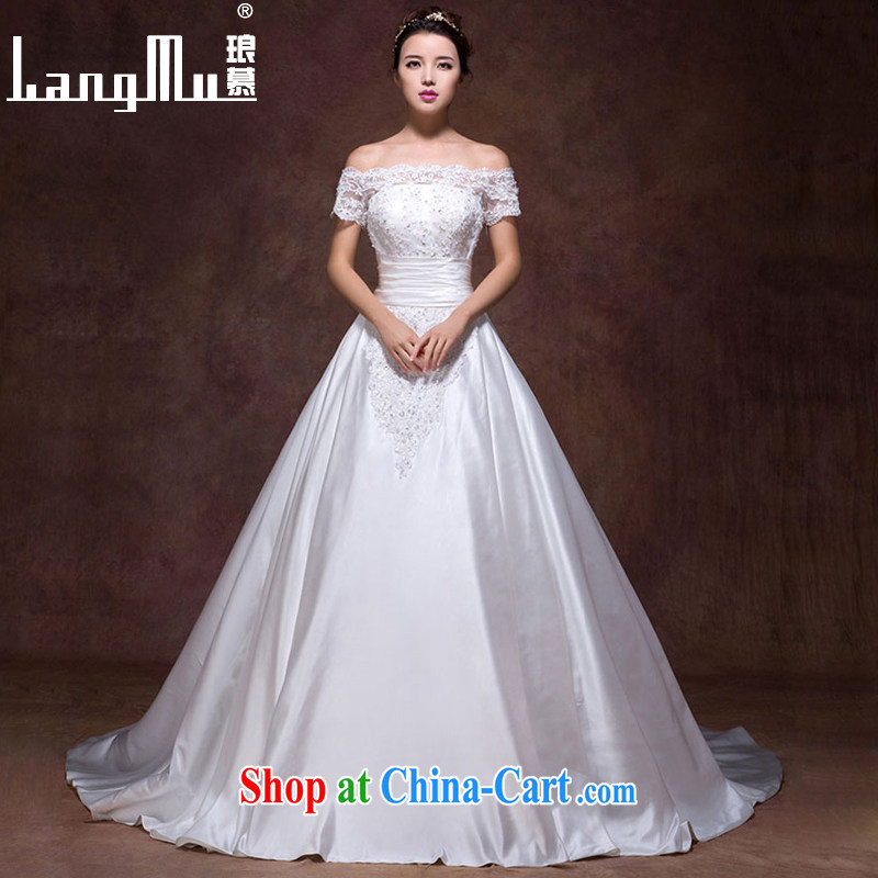 The lang 2015 new wedding dresses a bare shoulders chest thick Satin zip-tail fashion a minimalist wedding custom white advanced customization