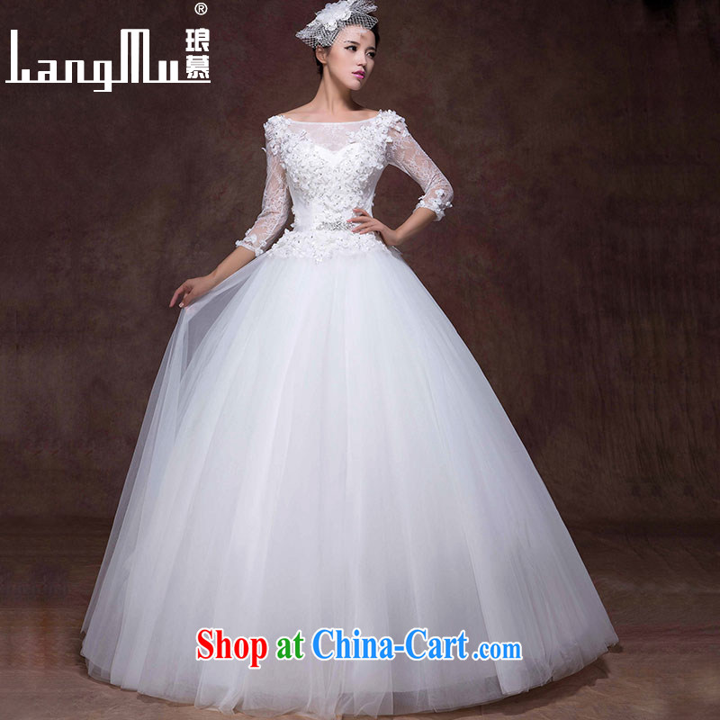The Luang Prabang wedding dresses new 2015 modern bride Korean version field shoulder graphics thin manual flowers to bind with autumn and winter white advanced customization