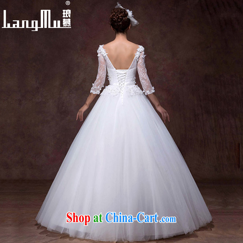 In Luang Prabang in the wedding dresses new 2015 modern bride Korean version the Field shoulder graphics thin manual flowers to bind with autumn and winter white advanced customization of Luang Prabang, shopping on the Internet