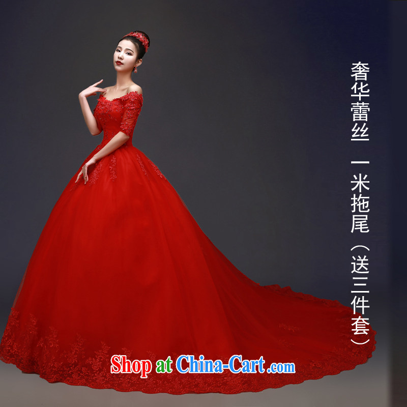 Cuff in a shoulder with red wedding dresses new spring 2015 marriages beauty tail hunsha female lace lace with love, so Pang, shopping on the Internet