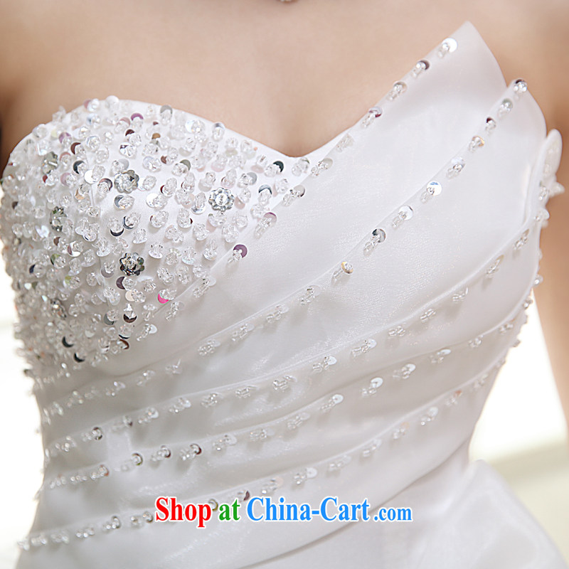 A good service is 2015 new bride's heart-shaped bare chest stylish water drilling, marriage with wedding dresses white 2XL, good service, and, shopping on the Internet