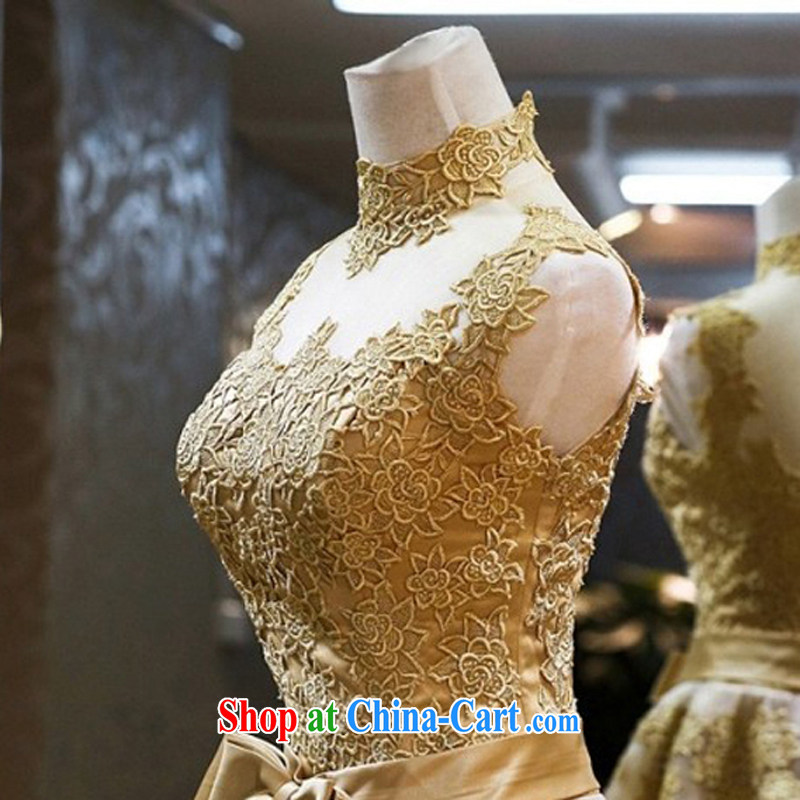 Time his Korean-style evening dress bridal toast clothing Bridal Fashion a Field shoulder gold short dress dress gold XXL, time, and shopping on the Internet