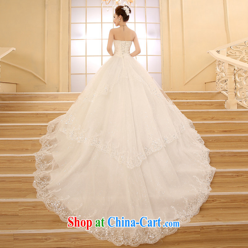 Time wiped his chest style wedding dresses new tail wedding tied with lace inserts drill wipe the chest tail wedding, Japan, and South Korea custom wedding white M, time, and shopping on the Internet