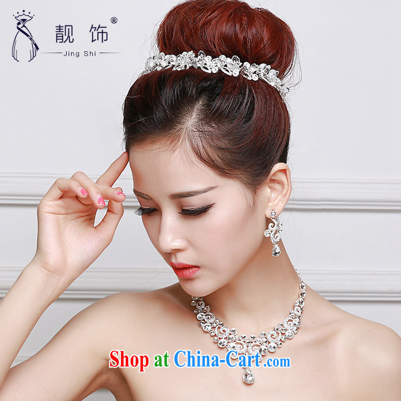 Beautiful ornaments 2015 New Deluxe Water drilling flowers alloy head-dress the bridal jewelry wedding dresses with white head-dress, and beautiful ornaments JinGSHi), shopping on the Internet
