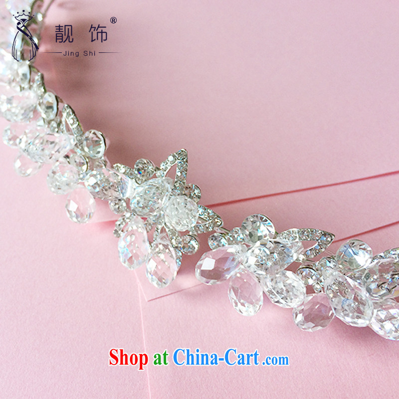 Beautiful ornaments 2015 New Deluxe Water drilling flowers alloy head-dress the bridal jewelry wedding dresses with white head-dress, and beautiful ornaments JinGSHi), shopping on the Internet