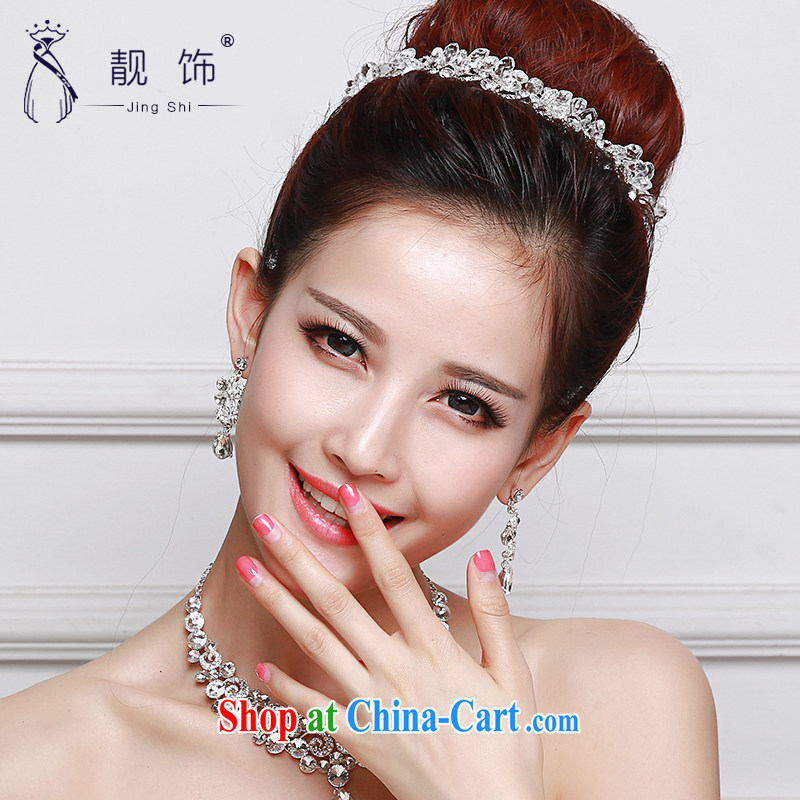 Beautiful ornaments 2015 new bridal jewelry wedding supplies water drilling alloy Crown necklace earrings 3-Piece Crown necklace earrings 3 piece 066, beautiful ornaments JinGSHi), online shopping
