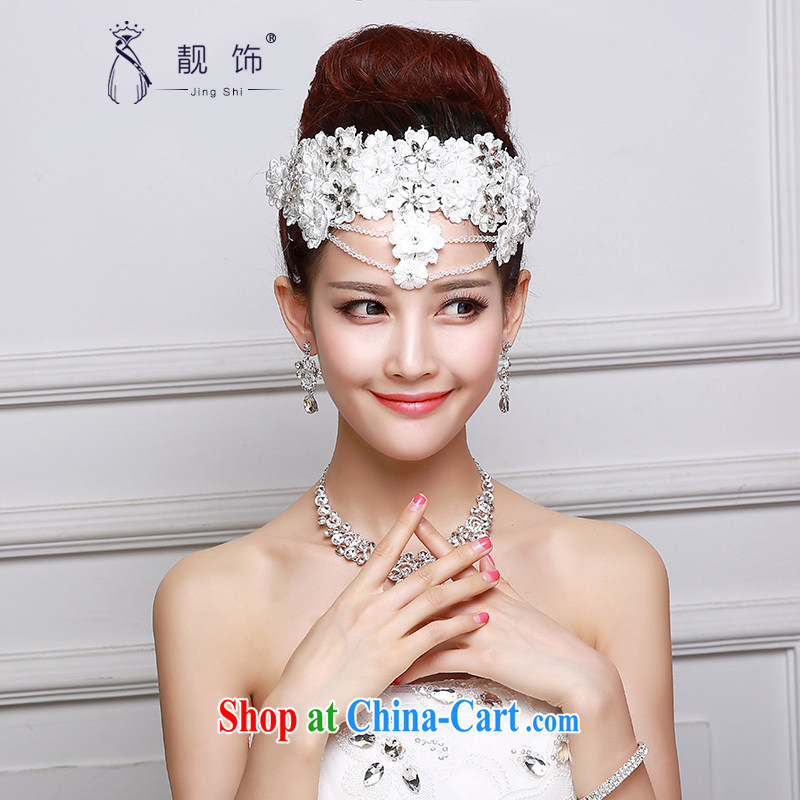 Beautiful ornaments 2015 new head-dress bridal jewelry Crown Deluxe lace water drill white head-dress wedding accessories White only played for 060