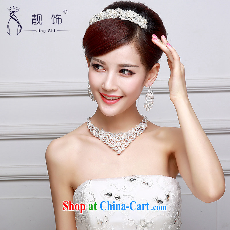 Beautiful decorated bridal head-dress wedding dresses accessories Crown necklace earrings 3-Piece bridal wedding supplies Crown necklace set 006, beautiful ornaments JinGSHi), shopping on the Internet