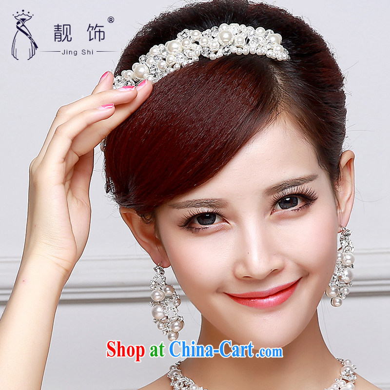 Beautiful decorated bridal head-dress wedding dresses accessories Crown necklace earrings 3-Piece bridal wedding supplies Crown necklace set 006, beautiful ornaments JinGSHi), shopping on the Internet