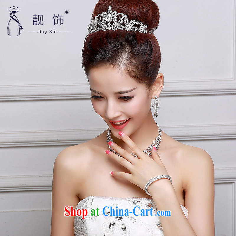 Beautiful ornaments 2015 new bridal jewelry Deluxe Water drilling ring Crown necklace earrings 3-Piece wedding accessories Crown Kit SP 030, beautiful ornaments JinGSHi), and shopping on the Internet