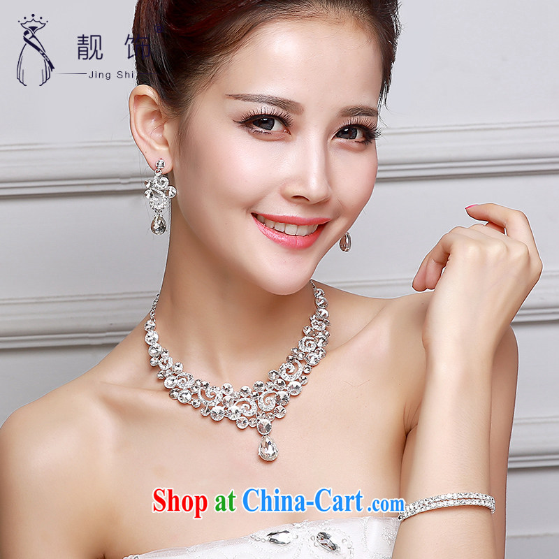 Beautiful ornaments 2015 new bridal jewelry Deluxe Water drilling ring Crown necklace earrings 3-Piece wedding accessories Crown Kit SP 030, beautiful ornaments JinGSHi), and shopping on the Internet