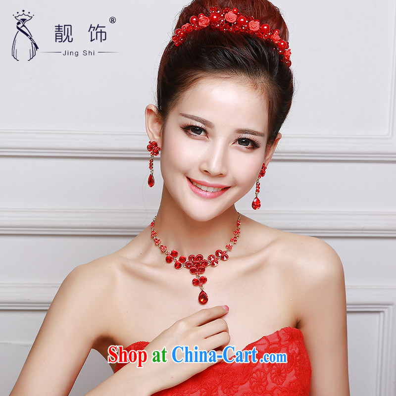 Beautiful ornaments 2015 new bride's head-dress red wedding Crown necklace earrings 3-Piece wedding dresses with red Crown suite 037, beautiful ornaments JinGSHi), online shopping