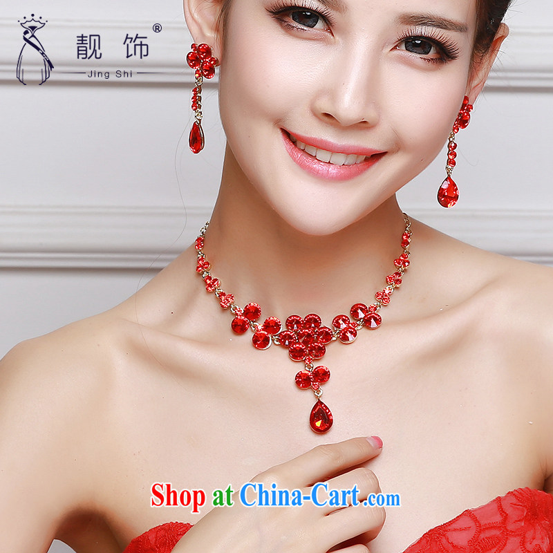 Beautiful ornaments 2015 new bride's head-dress red wedding Crown necklace earrings 3-Piece wedding dresses with red Crown suite 037, beautiful ornaments JinGSHi), online shopping
