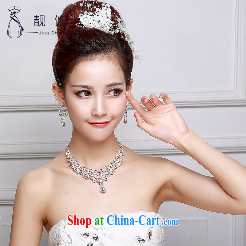 Beautiful ornaments 2015 new bridal headdress white alloy water drilling flowers Crown necklace earrings 3-Piece butterfly headdress SP 32, beautiful ornaments JinGSHi), online shopping