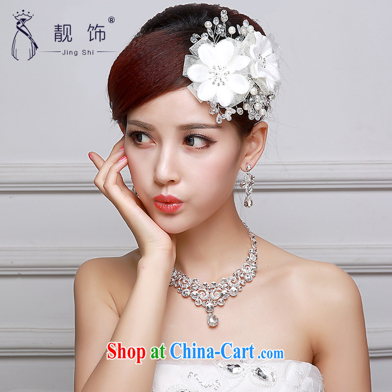 Beautiful ornaments 2015 new bride's head-dress necklace Ear Ornaments Kit White only the US flowers bridal Crown wedding accessories accessories White only the US and 012, beautiful ornaments JinGSHi), online shopping