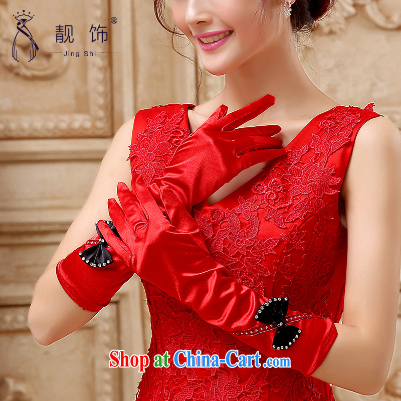 Beautiful ornaments 2015 new bride's red bow tie long gloves wedding dresses accessories accessories red bowtie gloves, beautiful ornaments JinGSHi), online shopping
