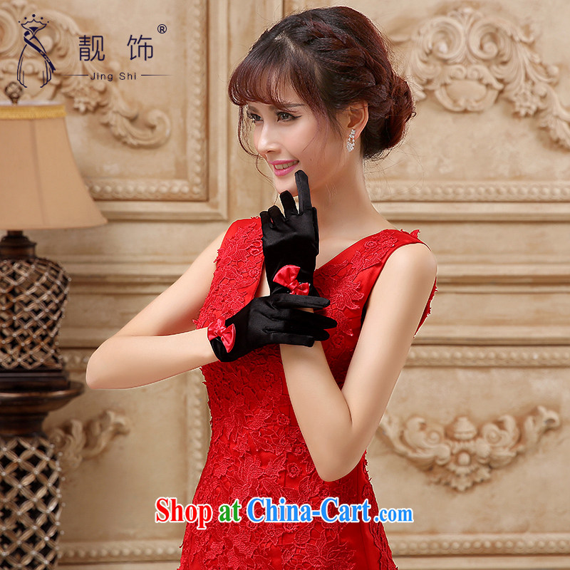Beautiful ornaments 2015 new bridal wedding dresses accessories accessories no means short gloves Black Gold Red 5 refers to 110 gloves, beautiful ornaments JinGSHi), online shopping