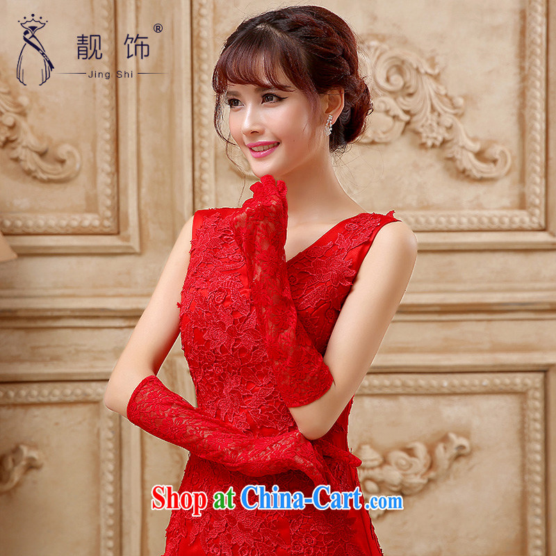 Beautiful ornaments 2015 new bride's red lace gloves wedding dresses accessories accessories red lace gloves Long 111, beautiful ornaments JinGSHi), online shopping