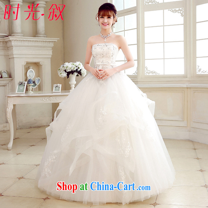 Time Syria, Japan, and South Korea wedding dress summer 2015 new erase chest parquet drill embroidery lace stylish wedding dresses bridal wedding dress dress white XXL