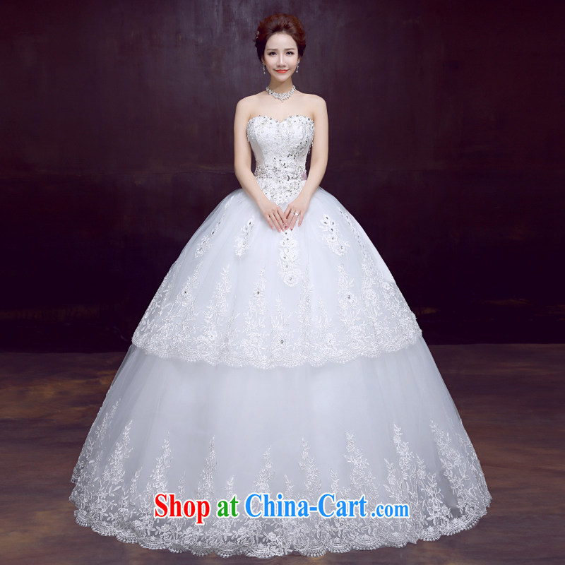 The married Yi wedding dresses new 2015 Korean Mary Magdalene Beauty Chest with shaggy dress sweet bride parquet drill yarn white XS