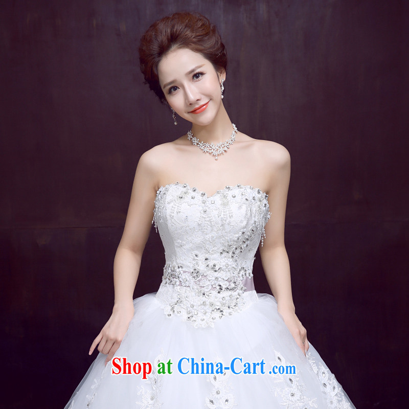 Dumping the married Yi wedding dresses new 2015 Korean-style Mary Magdalene Beauty Chest with shaggy dress sweet bride parquet drill yarn white XS, dumping the married Yi, on-line shopping