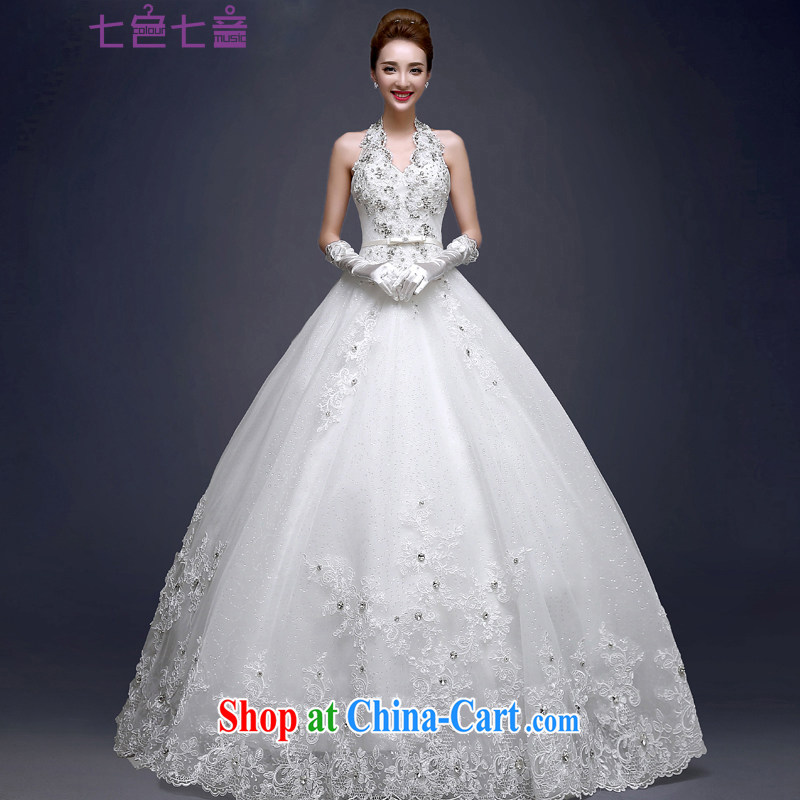 7-Color 7 tone Korean version 2015 new stylish-also-panelled drill marriages lace straps with wedding dresses H 068 white XS
