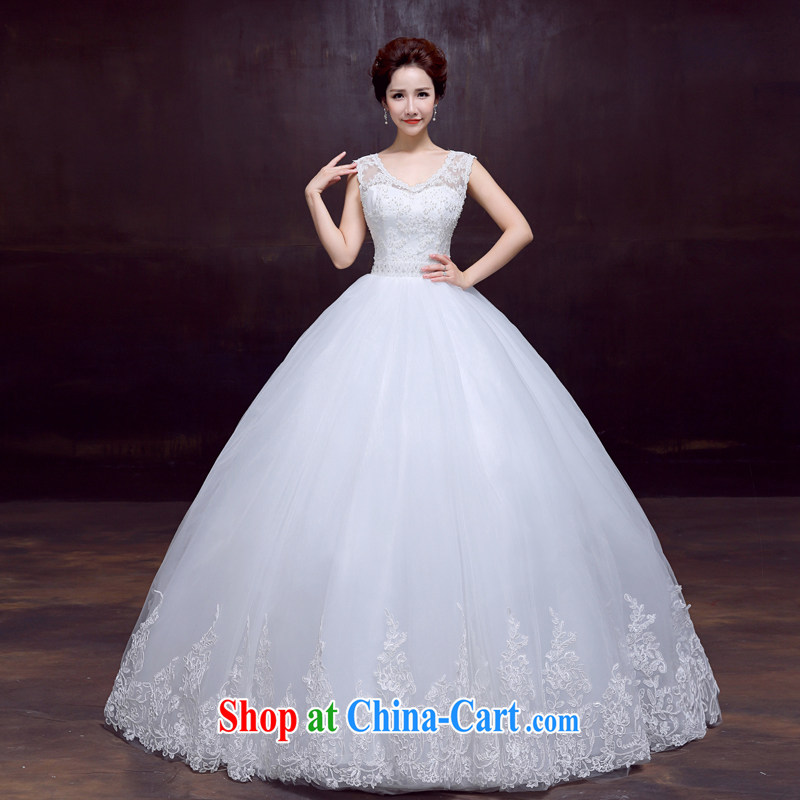 The married Yi wedding dresses new 2015 shoulders deep V-neck beauty with sweet Princess bridal wedding white XXL