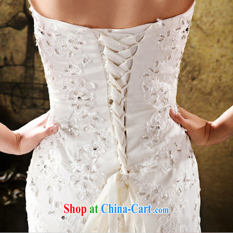 Yong-yan and 2015 new Korean version the waist at Merlion tie-embroidered small tail bridal wedding dresses hand-made white. size is not final, and Yong-yan good offices, shopping on the Internet