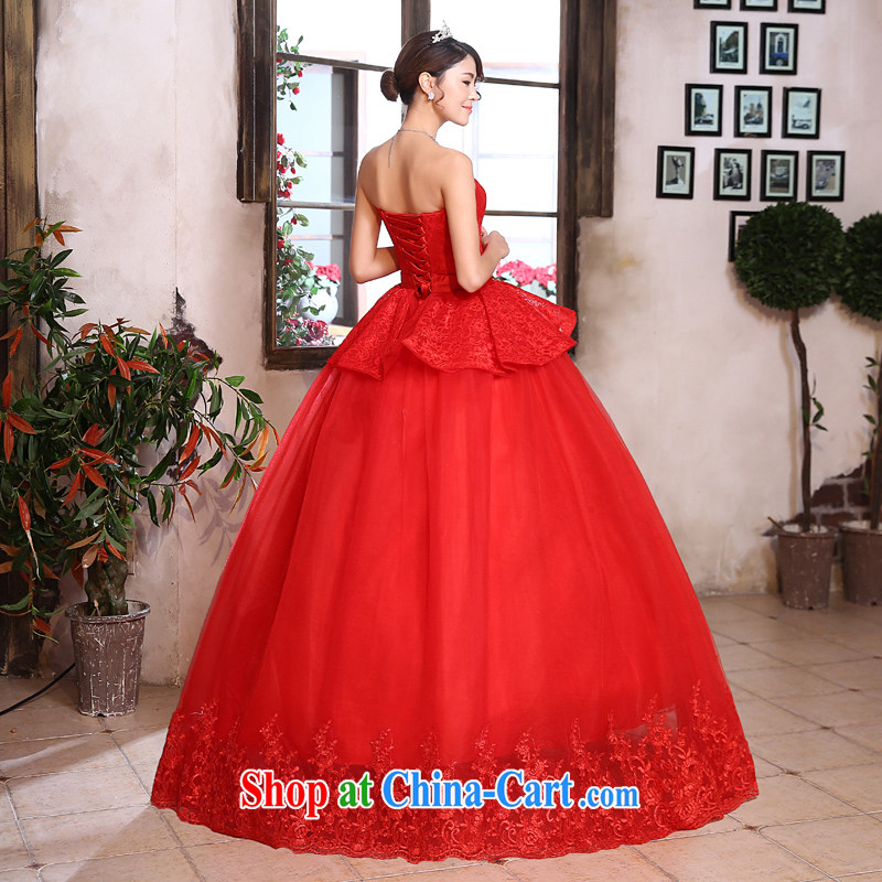 Honey, bride red wedding dresses 2015 new, wipe off his chest in the Code Korean lace marriages back door dress wedding red XXL, honey, bride, shopping on the Internet