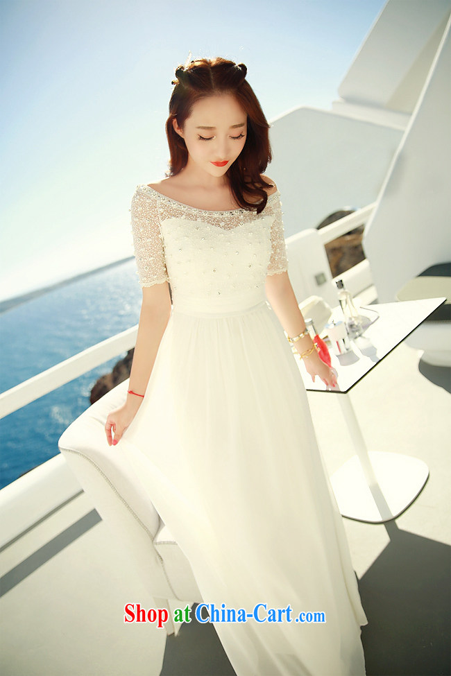 In her 2015 stylish new white lace snow woven dresses nails Pearl bohemian long skirt video thin waist in evening dress bridesmaid clothing bridal wedding white M pictures, price, brand platters! Elections are good character, the national distribution, so why buy now enjoy more preferential! Health