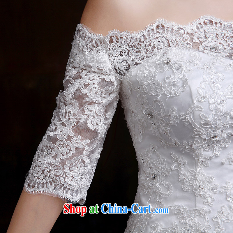 Dumping the married Yi wedding at Merlion, winter beauty a Field shoulder at Merlion wedding Korean-style cuffs, lace-small-tail wedding white XXL, dumping the married Yi, online shopping