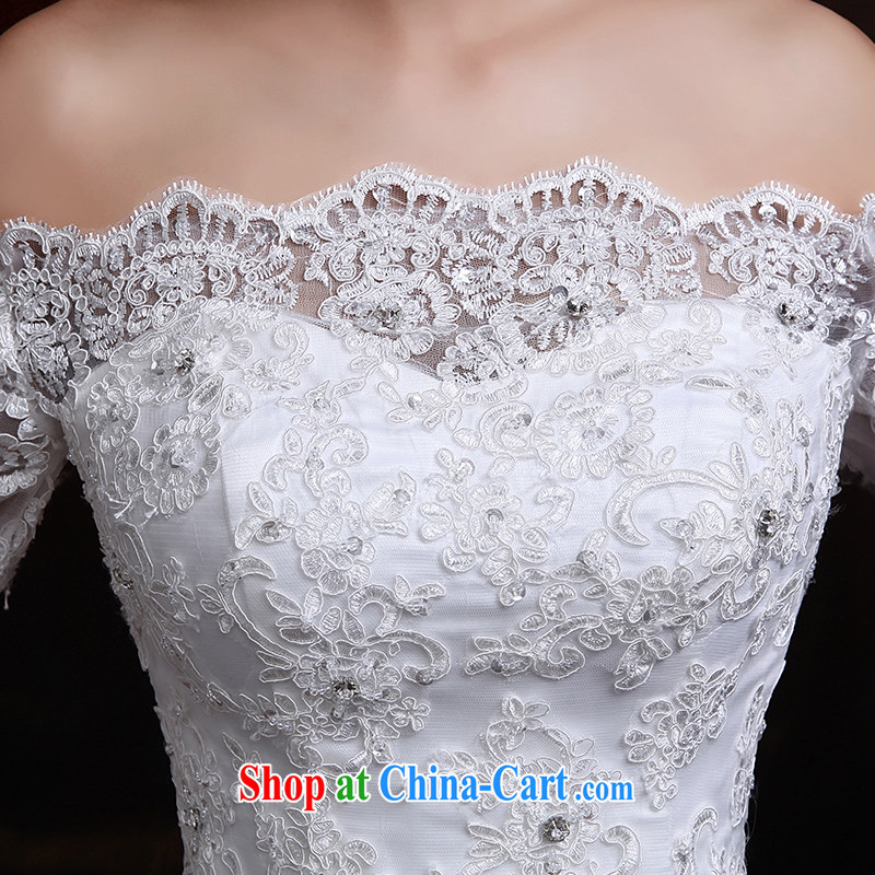 Dumping the married Yi wedding at Merlion, winter beauty a Field shoulder at Merlion wedding Korean-style cuffs, lace-small-tail wedding white XXL, dumping the married Yi, online shopping