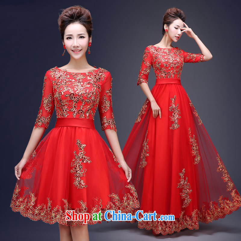 Toasting service 2015 spring red marriages, how long the dress the wedding dress winter wedding dresses short S pieced, so Pang, shopping on the Internet