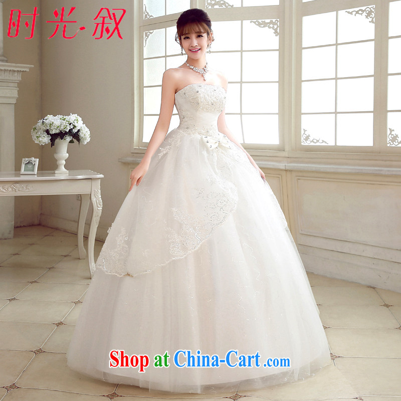 Time Syria, Japan, and South Korea wedding dresses Korean bridal white with bare chest sweet lovely bridal butterfly wedding dresses 2015 new white XXL