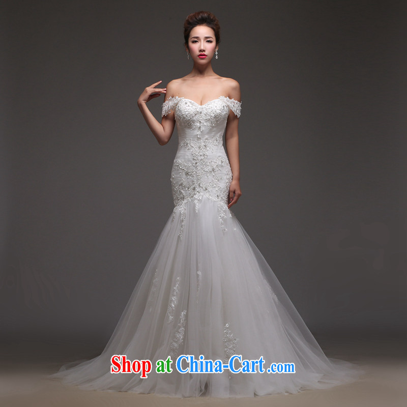 Art 100 Su Ge crowsfoot wedding dresses 2015 New Field shoulder chest bare shoulders 3 through marriages package and small tail lace beauty and stylish Korean version, white custom + $30, 100 for performing arts show pavilion, shopping on the Internet
